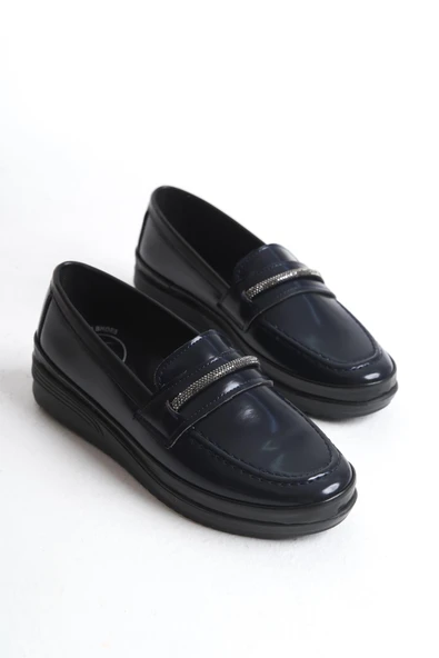 Kadın Önü Parlak Taş Detaylı Rahat Taban Günlük Ayakkabı Loafer - 12