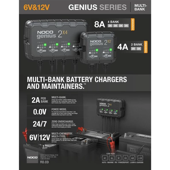 Noco Genius GENIUS2X4 6/12V 8 Amper Akü Sarj ve Bakim - Resim 5