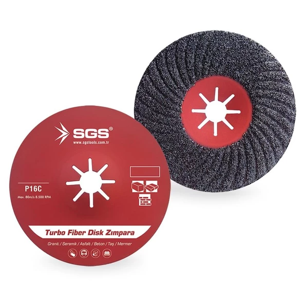 Sgs Turbo Fiber Disk Zımpara 16Kum  180mm