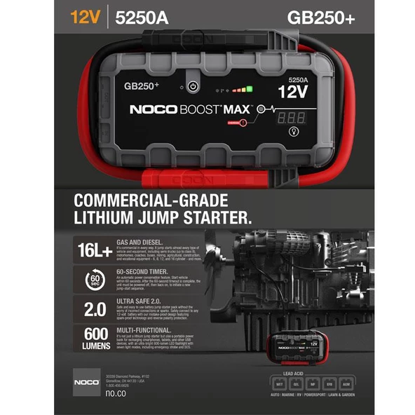 Noco Genius GB250 12V 5250 Amper Lityum Akü Takviye + Powerbank + Led Lamba - 9