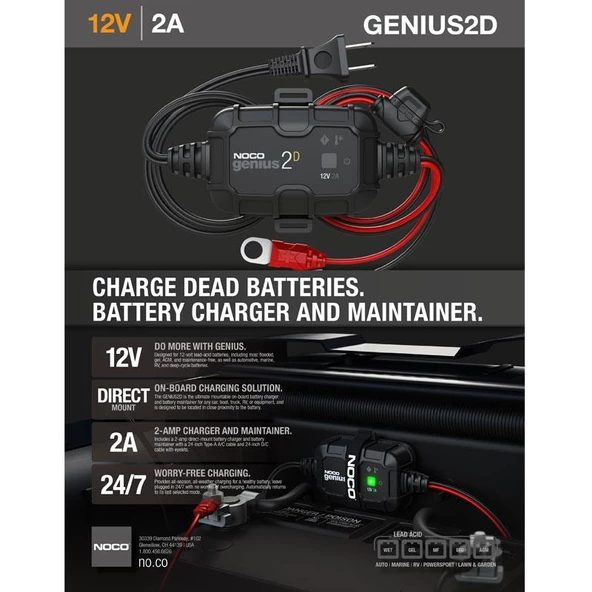 Noco Genius GENIUS2DEU 12V 2 Amper Akü Sarj ve Bakim - 8