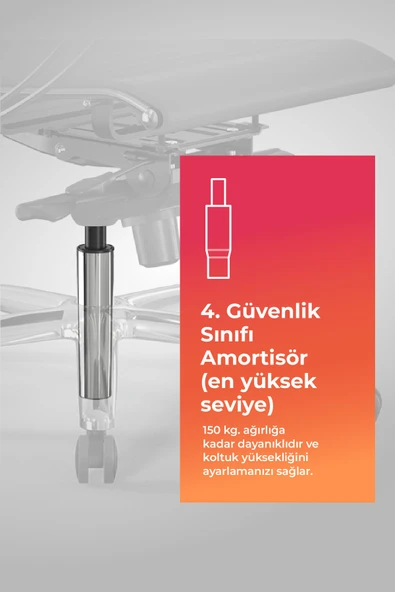 Samurai Ergonomik Koltuk | Bel Destekli, Tekerlekli, Yükseklik Ayarlı, Deri Yönetici Koltuğu -F.2.1.49 - 6