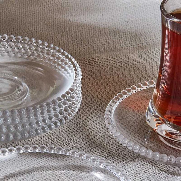 Porsima Girona 6'lı Cam Çay Tabağı Dayanıklı Cam Çay Tabağı 11,5cm Tabak Bardak Altı - 3