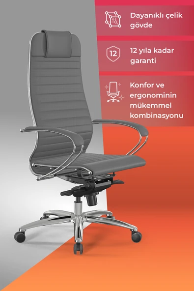 Samurai Ergonomik Koltuk | Bel Destekli, Tekerlekli, Yükseklik Ayarlı, Deri Yönetici Koltuğu -F.2.1.49