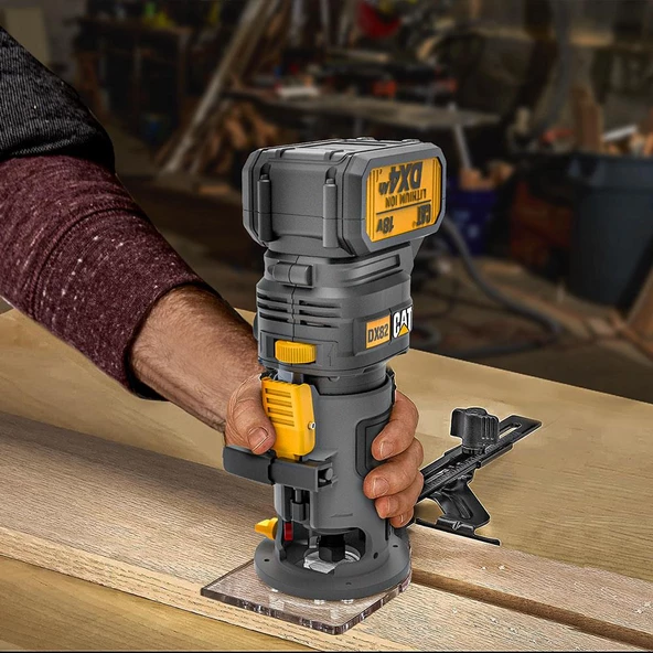 CAT DX82B 18Volt Şarjlı Kömürsüz 6mm Devir Ayarlı Profesyonel Avuç İçi El Frezesi Formika Tıraşlama (Akü Dahil Değildir) - 4