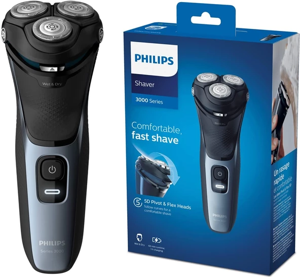 Philips 3000 Serisi Tıraş Makinesi S3133/51, Sinekkaydı Tıraş, Islak Ve Kuru Kullanım, Hassas Düzelt