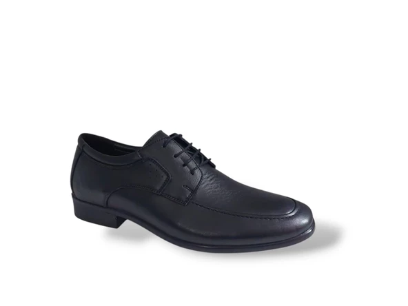 Zerhan 199 Erkek Siyah Bağcıklı Hakiki Deri Klasik Hafif Taban Ayakkabı - Resim 4