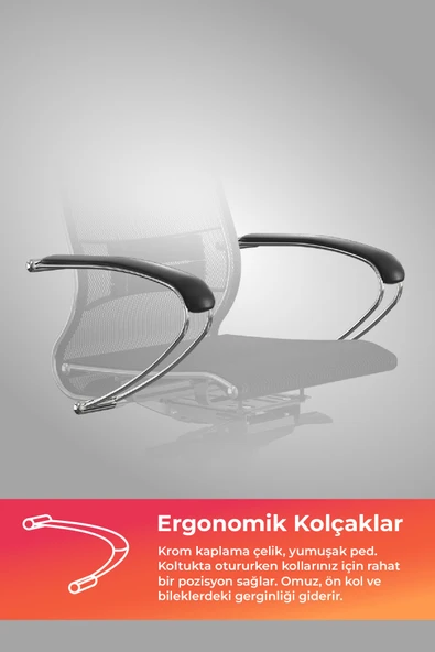 Samurai Ergonomik Koltuk | Bel Destekli, Tekerlekli, Krom Ayaklı, Siyah, Fileli Yönetici Koltuğu -5.2.1.49 - 5