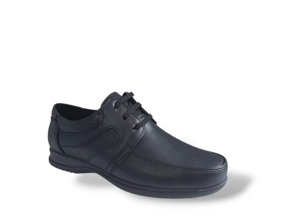 Zerhan 2024 Erkek Siyah Bağcıklı Hakiki Deri Ayakkabı - Resim 2