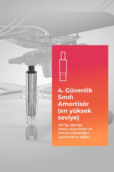 Samurai Ergonomik Koltuk | Bel Destekli, Tekerlekli, Krom Ayaklı, Siyah, Fileli Yönetici Koltuğu -5.2.1.49 - 6