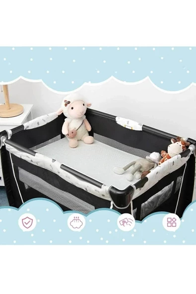 RevuBaby Ortopedik Cotton Bebek Yatağı Park Beşik Yatağı Çocuk Yatakları Oyun Parkı Yatağı - Resim 4