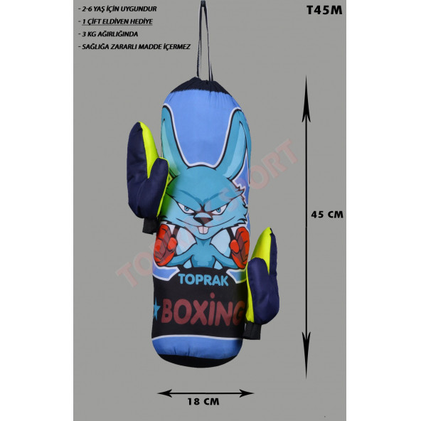 Leyaton Çocuk Boks Torbası Seti Eldivenli Hediyeli Kum Torbası (No-2) - 2