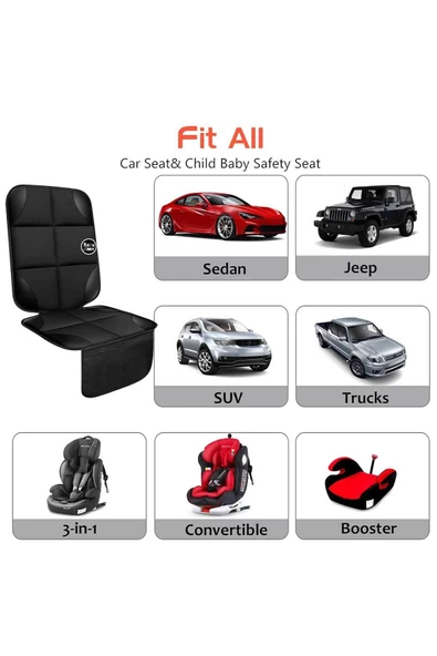 RevuBaby Isofix Girişli Oto Çocuk Koltuğu Koruyucu Oto Kılıfı Ana Kucağı Puset Koruma Koltuk Minderi 2 ADET - 4