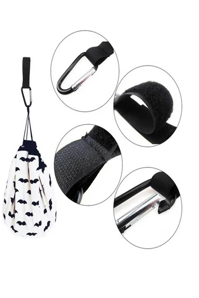 SAFEMAN Puset Kancası Çanta Asma Aparatı Bebek Arabası Askı Aparatı 2 Adet - 4