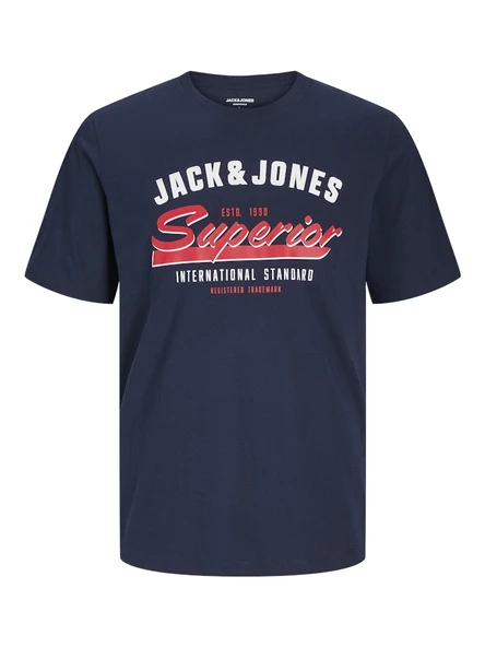 Jack Jones Erkek Pamuklu Beyaz Bisiklet Yaka  Tişört 12268267