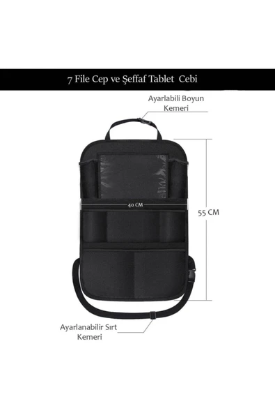 RevuBaby Araba Koltuk Arkası Eşya Düzenleyici Organizer Koltuk Arkası Koruyucu Tablet Cepli 2adet - 3