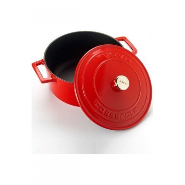Lava Döküm Folk Tencere 22 cm. KIRMIZI