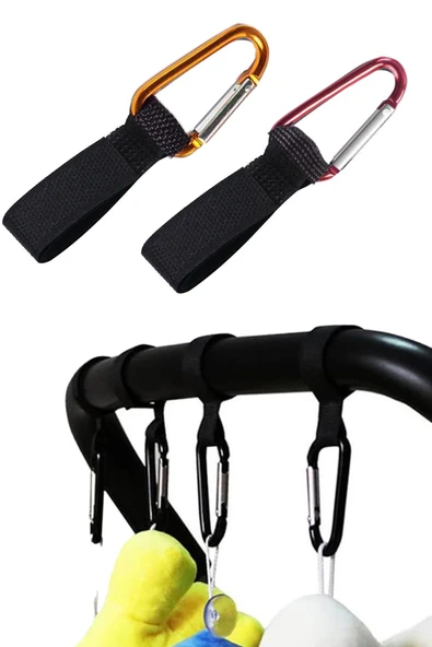 SAFEMAN Puset Kancası Çanta Asma Aparatı Bebek Arabası Askı Aparatı 2 Adet - 7