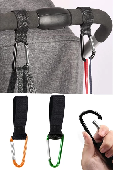 SAFEMAN Puset Kancası Çanta Asma Aparatı Bebek Arabası Askı Aparatı 2 Adet