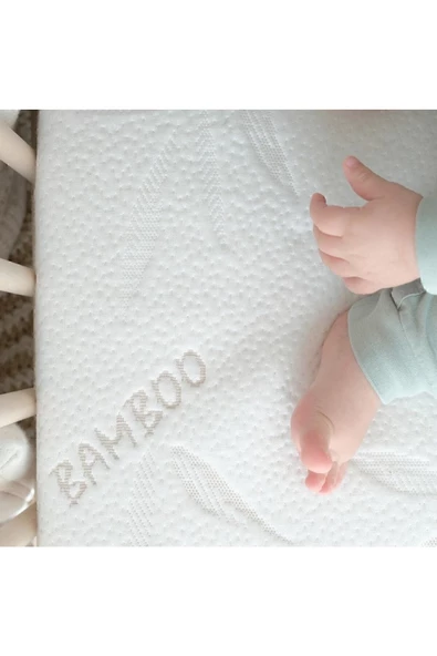 RevuBaby Ortopedik Bambu Bebek Yatağı Park Beşik Yatağı Çocuk Yatakları Oyun Parkı Yatağı 7 Cm - 4