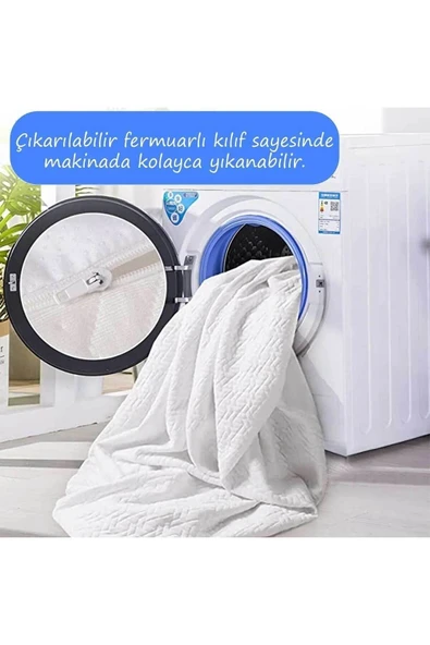 RevuBaby Lastikli Ortopedik Yıkanabilir Kılıflı Visko Yatak Şiltesi Yatak Pedi Uyku Pedi Topper - 7