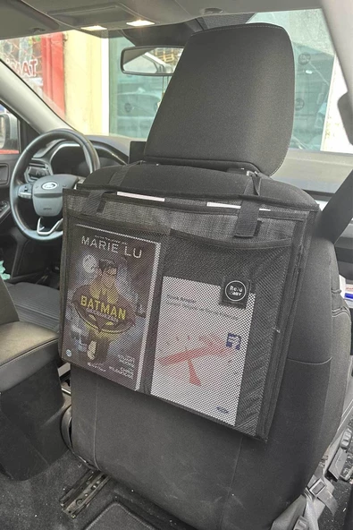 RevuBaby PRO Araba Koltuk Arkası Eşya Düzenleyici Organizatör Katlanır TABLET CEPLİ organizer Antrasit - 4