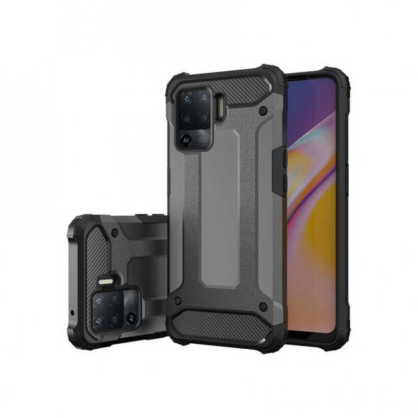 Ceponya Oppo Reno 5 Lite Kılıf Kamera Korumalı Armor Hybrid Zırh