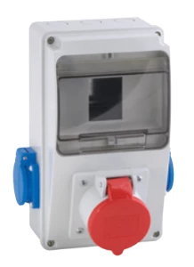 130x240x105 mm Açılı Model Kombinasyon Kutusu Makine Prizi 3x32 ön+Pano Prizi 1x16 yan 2