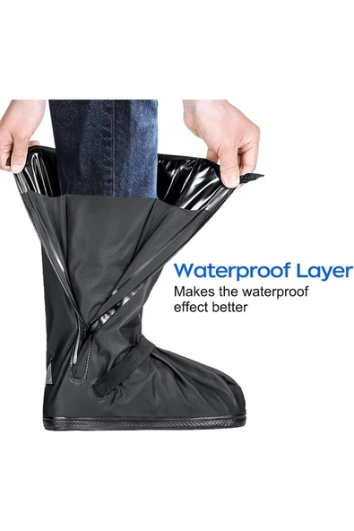 Motosiklet Ayakkabı Bot Kılıfı Yağmurluğu Su Geçirmez Lastikli Motor Bacak Yağmurluk Çamur Koruma - 5