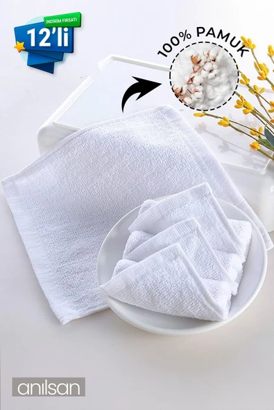 12'li Mini Havlu - 26x26 cm, %100 Pamuk, Bebek ve Çocuklar İçin, Yüz Havlusu Olarak Kullanıma Uygun