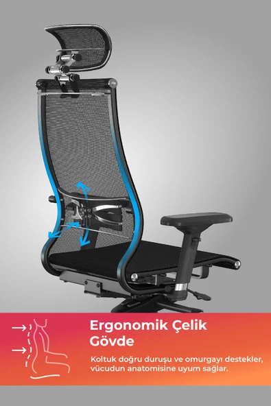 Metta Samurai Ergonomik Fileli Yönetici Koltuğu / Ofis Sandalyesi - 30.3.15.AA - 2