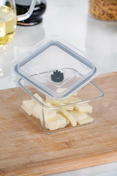 ACAR YSH-012135 Olivya 2 Adet Kare Vakumlu Cam Saklama Kabı - 0,45 Lt