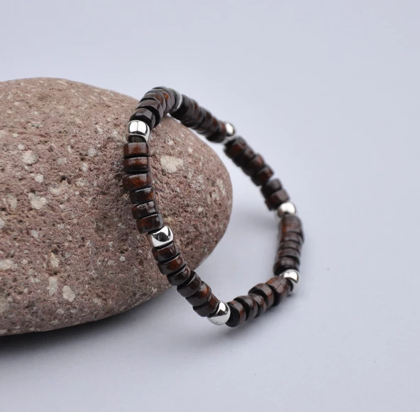 Erkek Doğal Taş Ahşap Bileklik ürün görseli 1