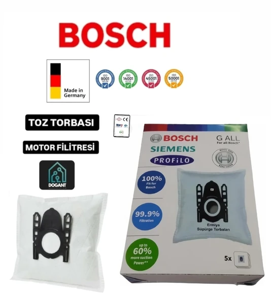 Bosch Süpürgesi ProSilence - ProAnimal 5 Adet Kutulu G ALL Toz Torbası