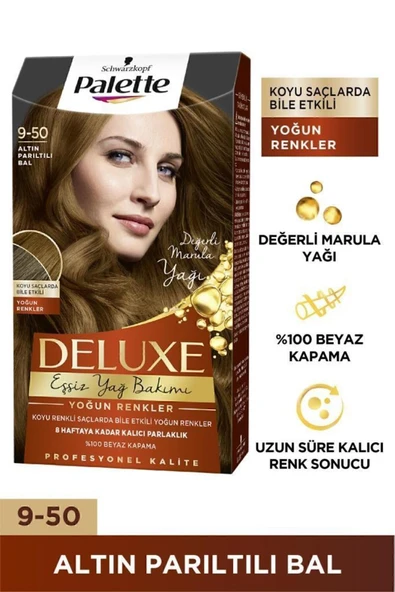 PALETTE DELUXE YOĞUN RENKLER 9-50 ALTIN PARILTILI BAL ADET SAÇ BOYASI - 2