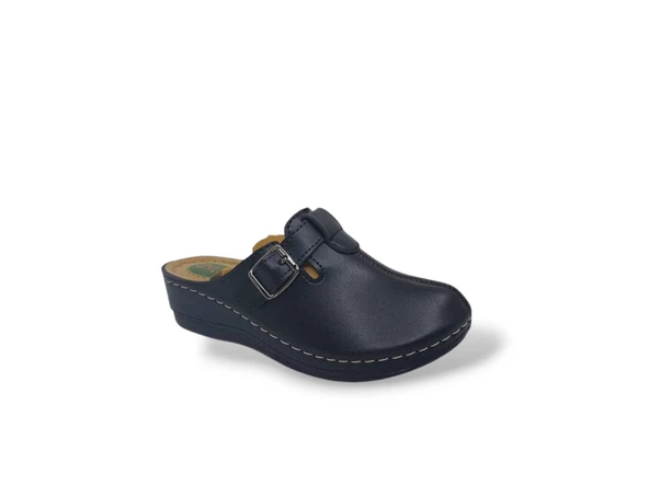 Elegance 856 Kadın Siyah Tokalı Burnu Kapalı Terlik - 2