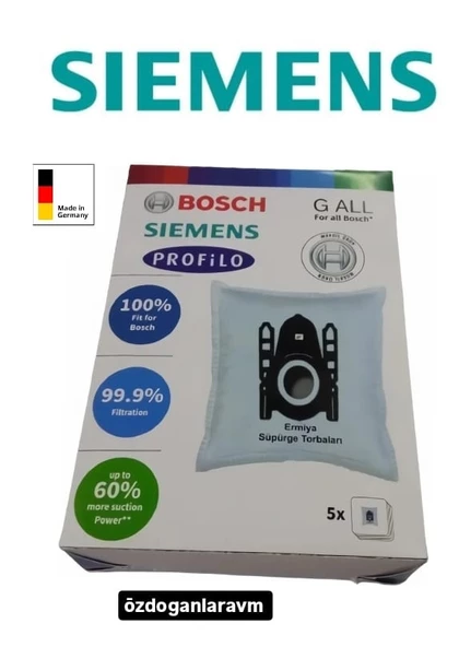 Siemens G All Süpürgesi Toz Torbası 5 Adet Kutulu