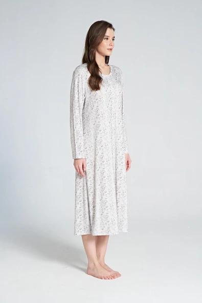 Pijadore 1066 Melisa Kadın Çiçek Desenli Uzun Kol Gecelik - 3