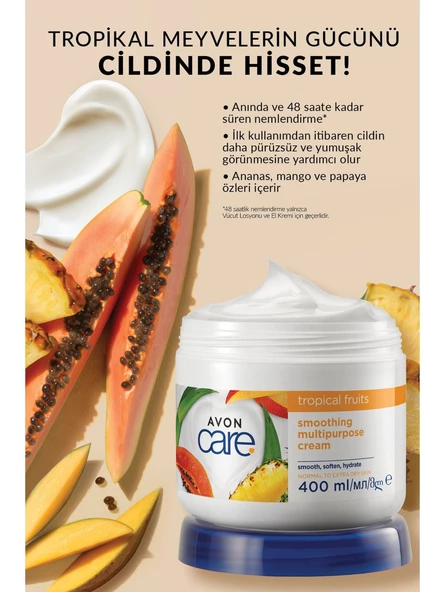 Avon Care Tropical Fruits Ananas, Mango ve Papaya Özlü El ve Vücut Kremi 400 ml - 3