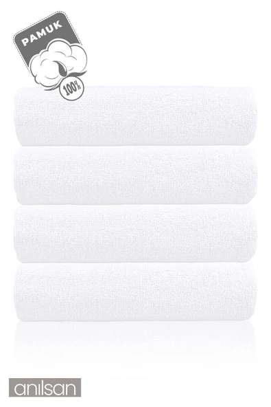 4'lü Beyaz Banyo Havlusu - 70x140 Cm, 490 Gr, %100pamuk, Spa Ve Otel Havlusu, Günlük Kullanıma Uygun - 3