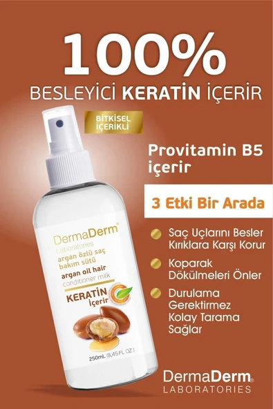 DERMADERM ARGAN YAĞI ÖZLÜ SAÇ BAKIM SÜTÜ 250ML - 3