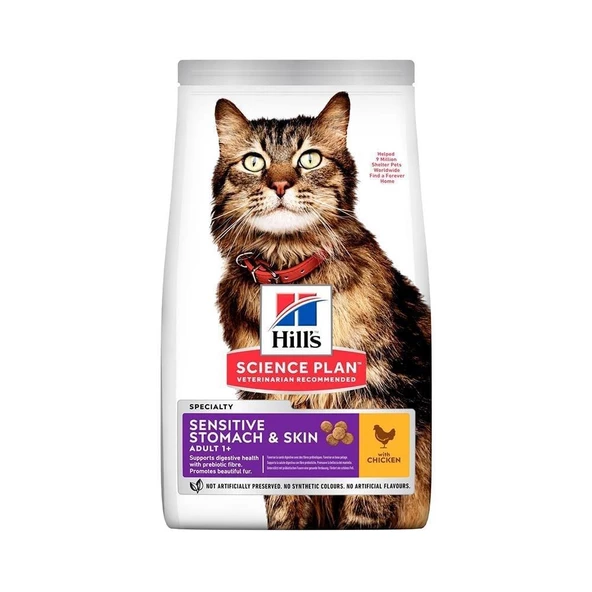 Hill's SCIENCE PLAN Sensitive Stomach & Skin Tavuklu Yetişkin Kedi Maması 1,5kg