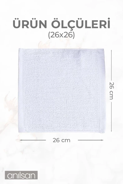 50'li Mini Havlu - 26x26 cm, %100 Pamuk, Bebek ve Çocuklar İçin, Yüz Havlusu Olarak Kullanıma Uygun - 5