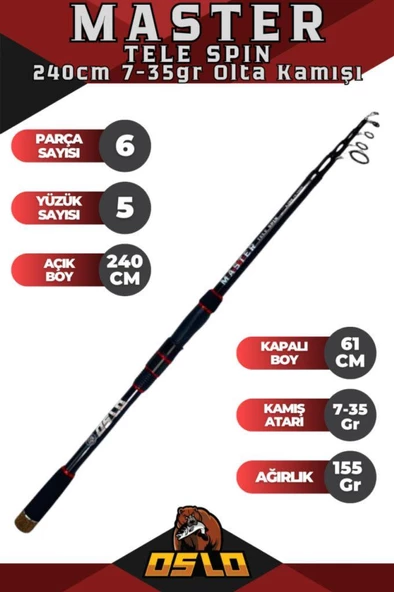 Oslo Prime 3000 Oslo Master Telespin 240cm 7-35gr 8 Örgü Telespin Olta Seti - 4