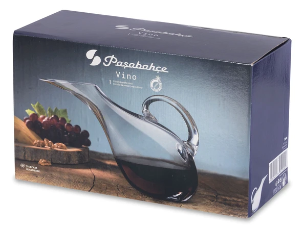 Paşabahçe Vino Yatık Eğik Kesim Kulplu Şarap Karafı El İmalatı Sürahi - 1750cc, 20888 - 3
