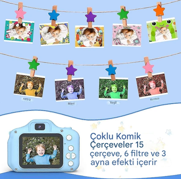 QASUL Selfie Çocuk Kamerası En İyi Doğum Günü Hediyeleri  Dijital Video Kamera Fotoğraf Makinesi - 5