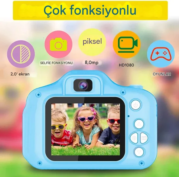 QASUL Selfie Çocuk Kamerası En İyi Doğum Günü Hediyeleri  Dijital Video Kamera Fotoğraf Makinesi - 2