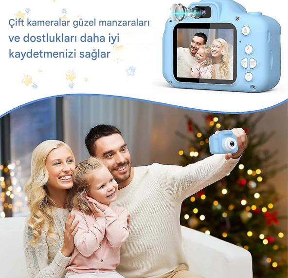 QASUL Selfie Çocuk Kamerası En İyi Doğum Günü Hediyeleri  Dijital Video Kamera Fotoğraf Makinesi - 3