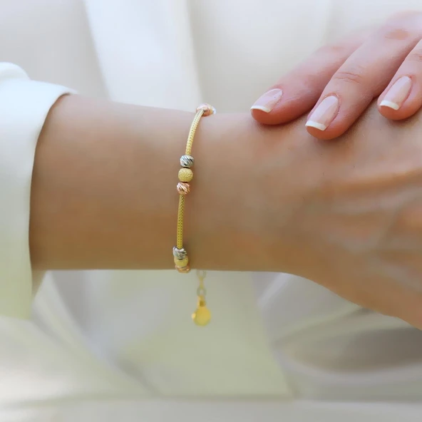 Toplu Gold Kaplama Gümüş Dorika Bileklik - Resim 3