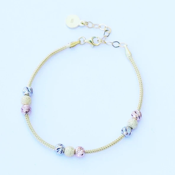 Toplu Gold Kaplama Gümüş Dorika Bileklik - Resim 6